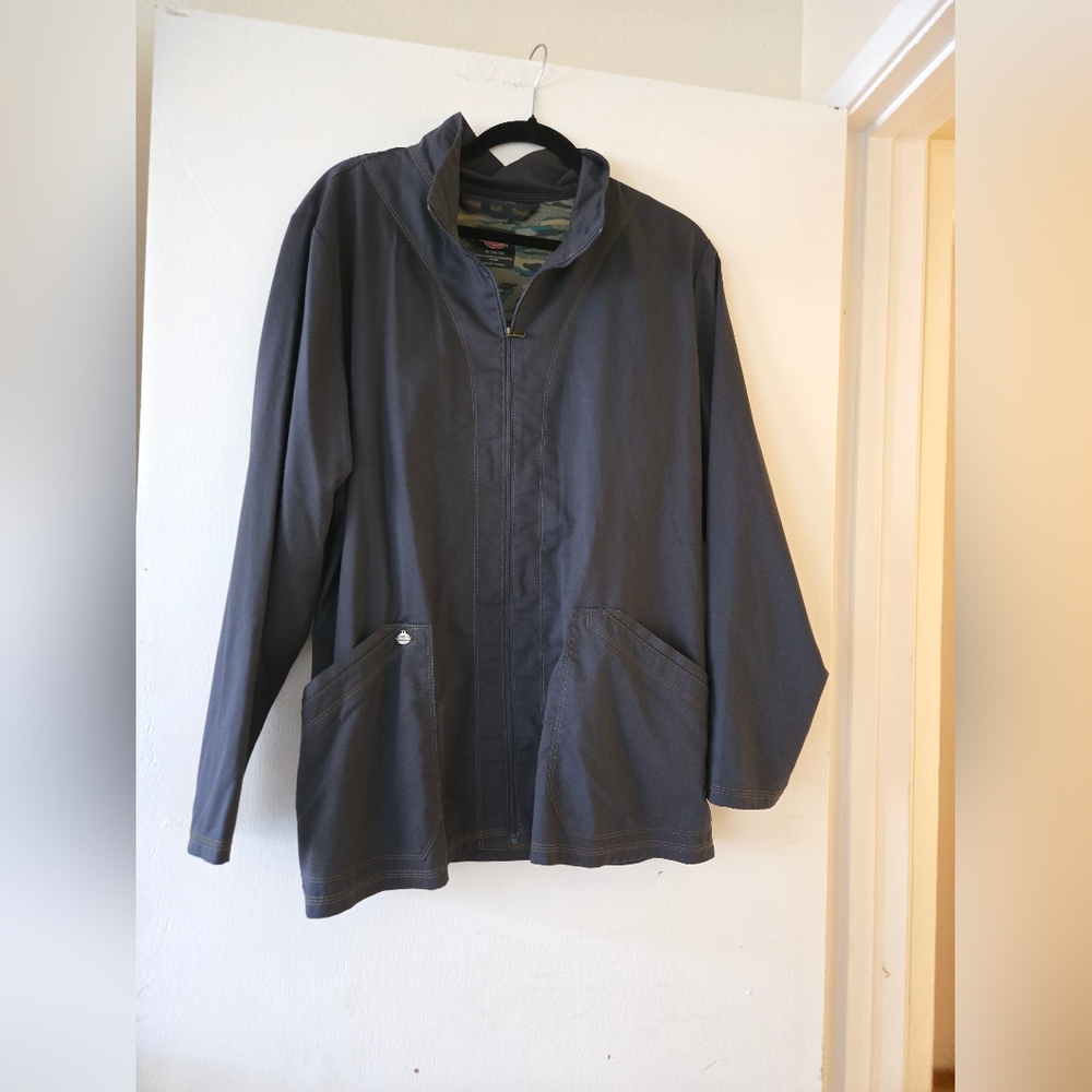 Dickies Women's Gray Zip-Front Scrub Jacket